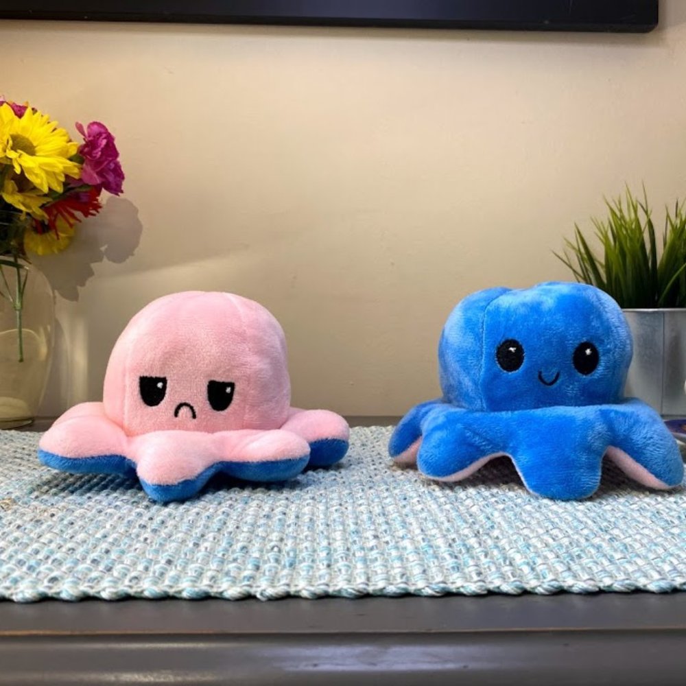 🌸Blue/Pink Octopus Plush Reversible and Cute!!